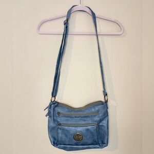 Stone Mountain Faux Leather Blue Gray Women’s Crossbody Purse Y2K Off-Duty Model